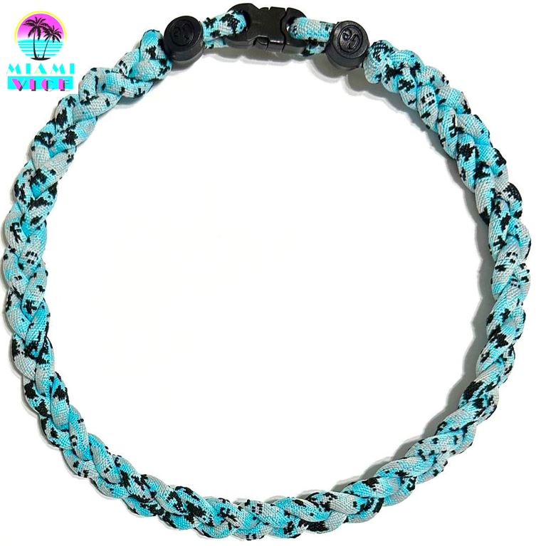 Baseball 3 Rope Braid Tornado Energy Necklace Miami Vice Baby Sky Blue Camo