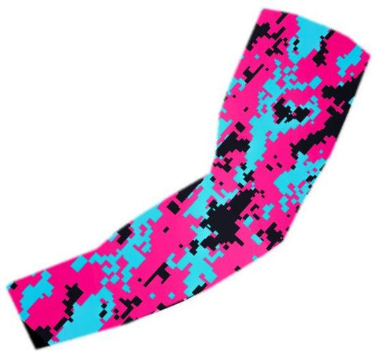 Baseball Football Sports Compression Arm Sleeve Pink Blue Digital Camo